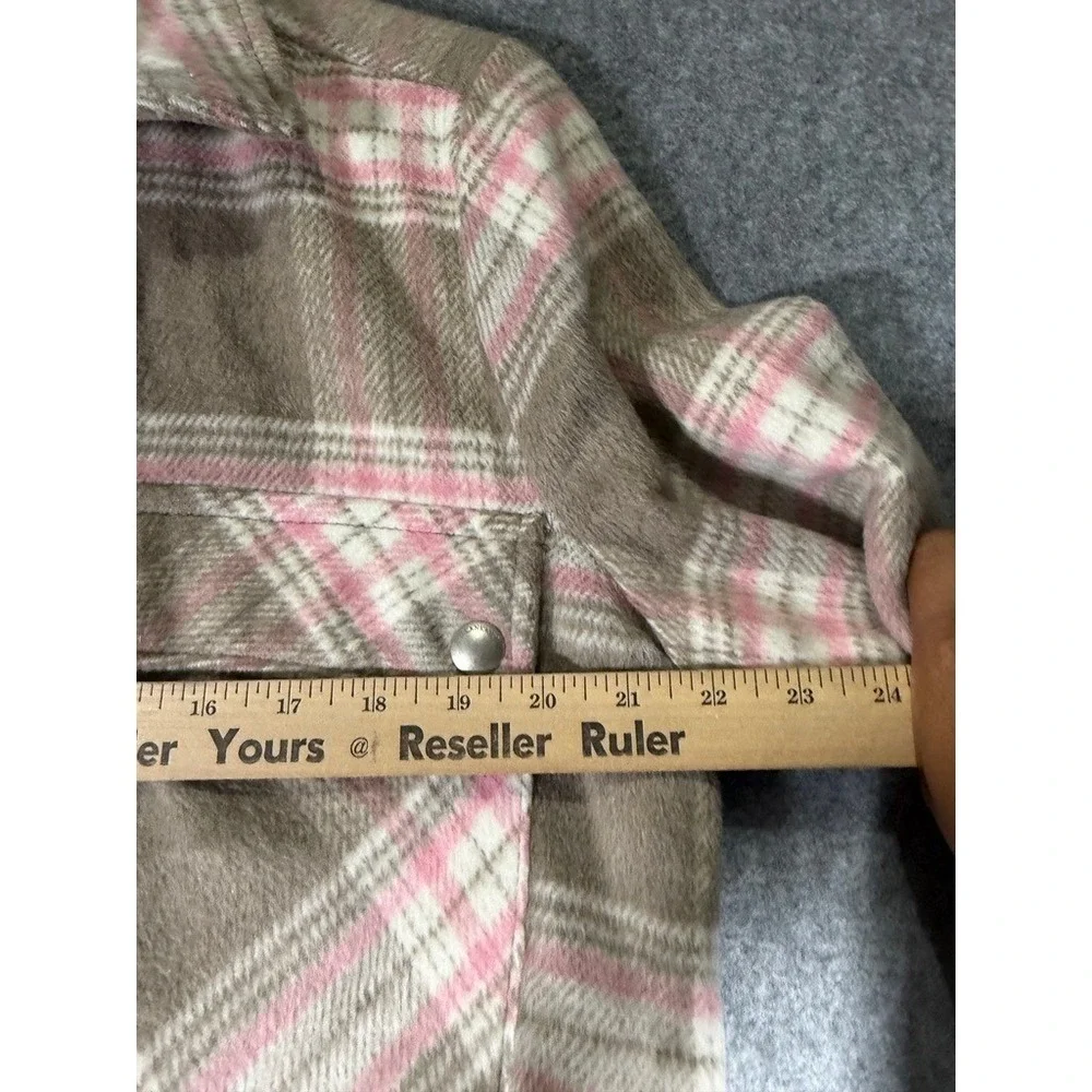 BLANKNYC Plaid Shirt Jacket Shacket Pink Tan Beige Women's Size S Button Up Fall
